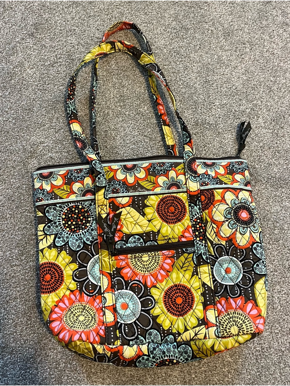 Vera Bradley Yellow Orange Floral Quilted Tote